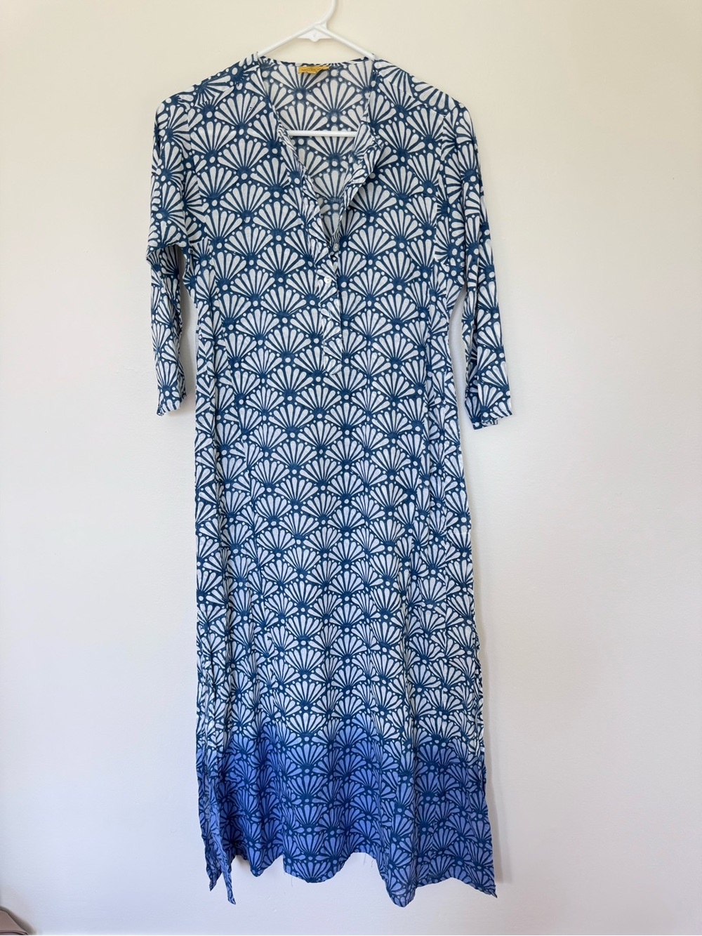 Roberta Roller Rabbit Long Sleeve Kurta Dress Blue Shell Ombré Pattern size XS